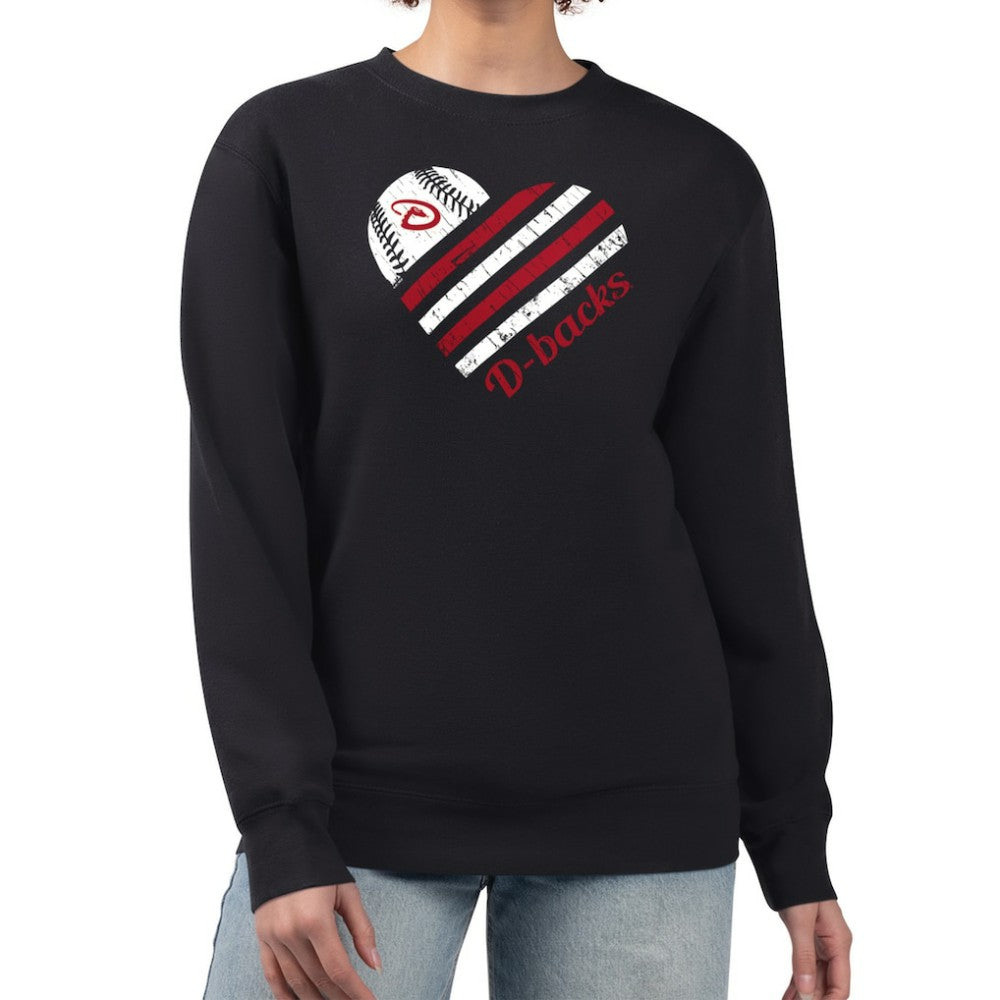 Black Arizona Diamondbacks G-III 4Her by Carl Banks Women's Heart Logo Fleece Pullover Sweatshirt
