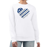 White Los Angeles Dodgers G-III 4Her by Carl Banks Women's Heart Logo Fleece Pullover Sweatshirt