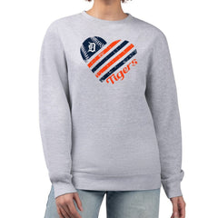 Heather Gray Detroit Tigers G-III 4Her by Carl Banks Women's Heart Logo Fleece Pullover Sweatshirt