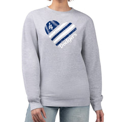 Heather Gray Los Angeles Dodgers G-III 4Her by Carl Banks Women's Heart Logo Fleece Pullover Sweatshirt