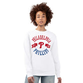 White Philadelphia Phillies G-III 4Her by Carl Banks Women's Team Logo Fleece Pullover Sweatshirt