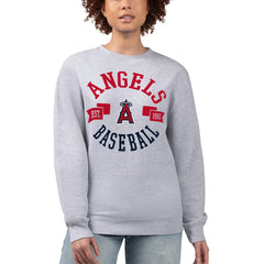 Heather Gray Los Angeles Angels G-III 4Her by Carl Banks Women's Team Logo Fleece Pullover Sweatshirt