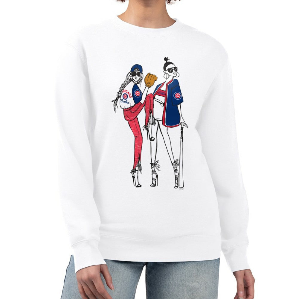 White Chicago Cubs G-III 4Her by Carl Banks Women's Baseball Girls Fleece Pullover Sweatshirt