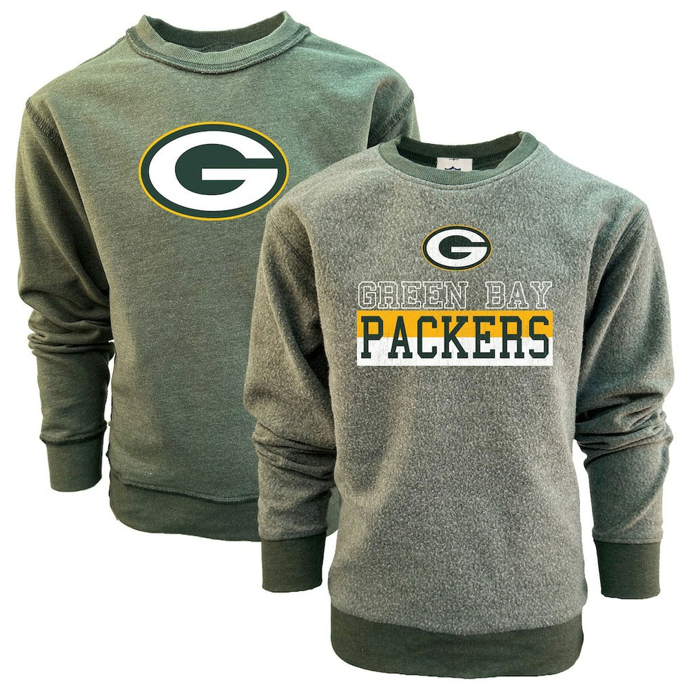 Wes & Willy Youth Reversible Fleece Pullover Sweatshirt - Green Bay Packers Pullover
