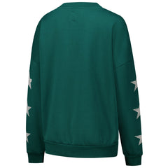 Gameday Couture Women's Rhinestone Star Sleeve Settle the Score Oversized Pullover Sweatshirt - Green Bay Packers Pullover