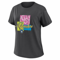Charcoal Milwaukee Brewers WEAR by Erin Andrews Women's Domestic Box Color Boyfriend T-Shirt