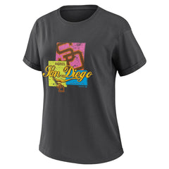 Charcoal San Diego Padres WEAR by Erin Andrews Women's Domestic Box Color Boyfriend T-Shirt