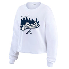 White Atlanta Braves WEAR by Erin Andrews Women's Domestic Postcard Long Sleeve T-Shirt