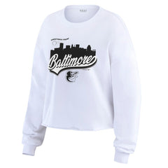 White Baltimore Orioles WEAR by Erin Andrews Women's Domestic Postcard Long Sleeve T-Shirt