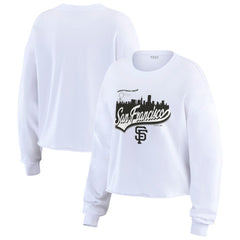 White San Francisco Giants WEAR by Erin Andrews Women's Domestic Postcard Long Sleeve T-Shirt