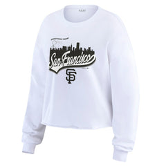 White San Francisco Giants WEAR by Erin Andrews Women's Domestic Postcard Long Sleeve T-Shirt