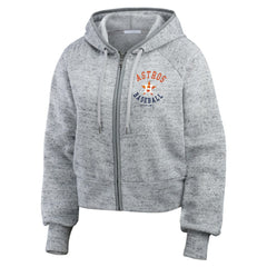 Heather Gray Houston Astros WEAR by Erin Andrews Women's Speckled Fleece Cropped Full-Zip Hoodie
