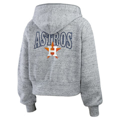 Heather Gray Houston Astros WEAR by Erin Andrews Women's Speckled Fleece Cropped Full-Zip Hoodie