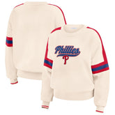 Cream Philadelphia Phillies WEAR by Erin Andrews Women's Stripe Pullover Sweater