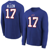 Josh Allen Youth Player Name & Number Long Sleeve T-Shirt - Buffalo Bills T-shirts