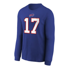Josh Allen Youth Player Name & Number Long Sleeve T-Shirt - Buffalo Bills T-shirts