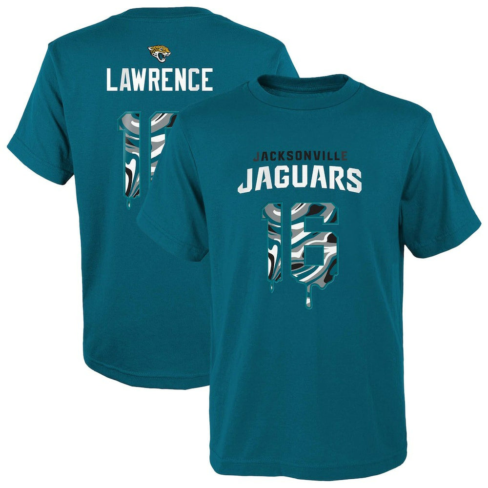 Trevor Lawrence Youth Mainliner Drip Player Name & Number T-Shirt - Jacksonville Jaguars T-shirts