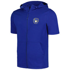 Royal Milwaukee Brewers Levelwear Recruit Short Sleeve Full-Zip Hoodie