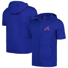 Royal Atlanta Braves Levelwear Recruit Short Sleeve Full-Zip Hoodie