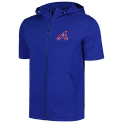 Royal Atlanta Braves Levelwear Recruit Short Sleeve Full-Zip Hoodie
