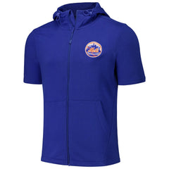 Royal New York Mets Levelwear Recruit Short Sleeve Full-Zip Hoodie