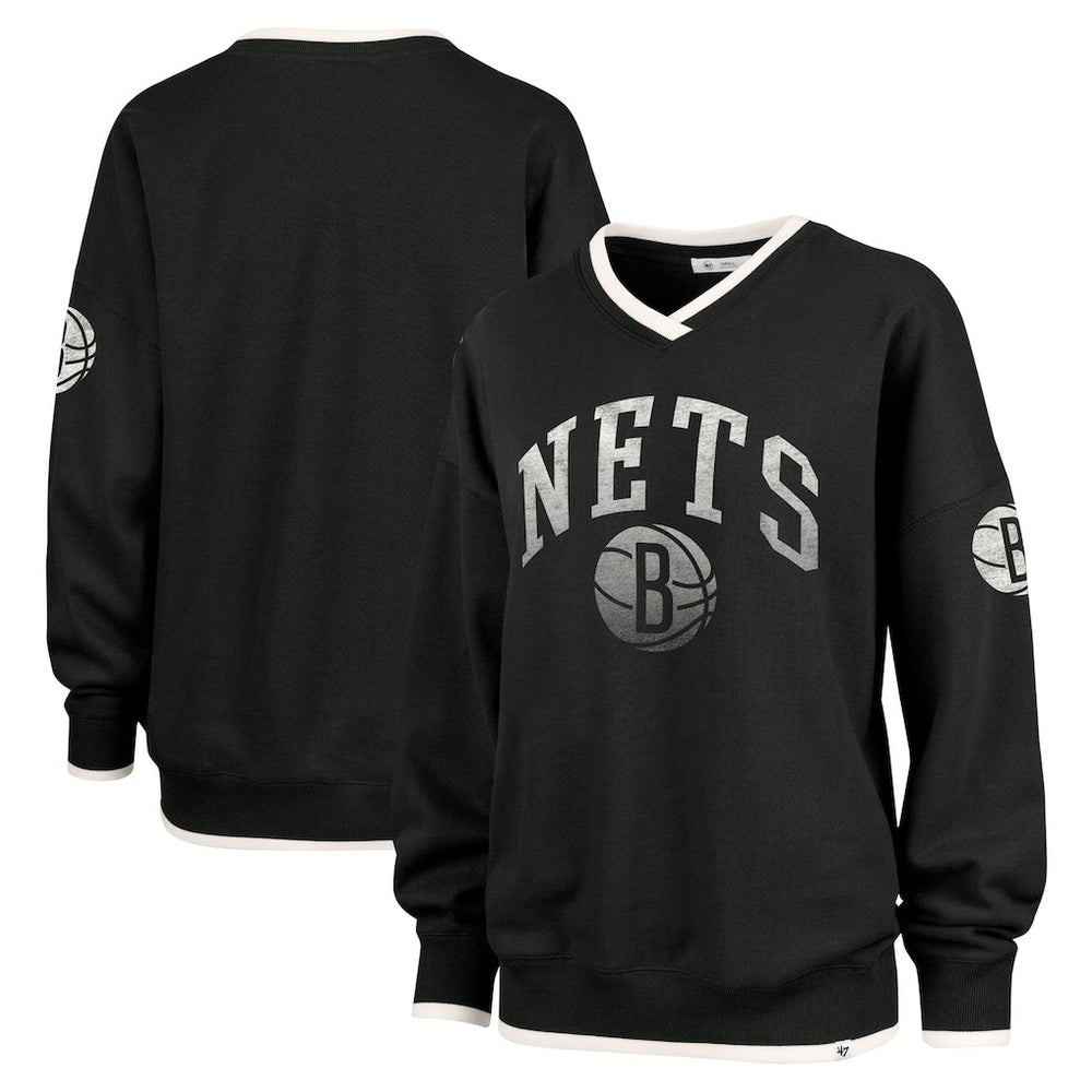47 brand Brooklyn Nets '47 Women's Rise Wax Pack Daze '80s Oversize Pullover Sweatshirt