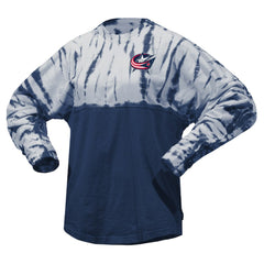 NHL Columbus Blue Jackets Spirit Jersey Unisex Crystal Half Dye Long Sleeve T-Shirt