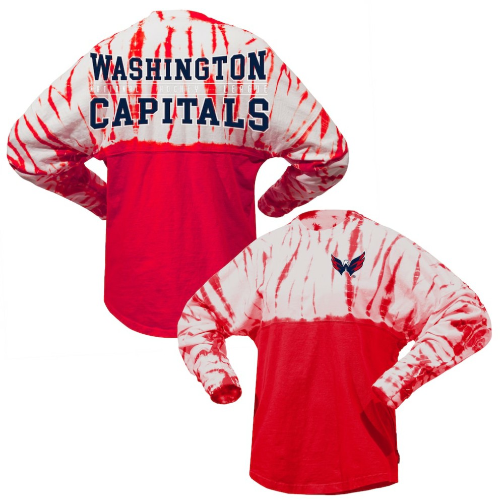 NHL Washington Capitals Spirit Jersey Unisex Crystal Half Dye Long Sleeve T-Shirt