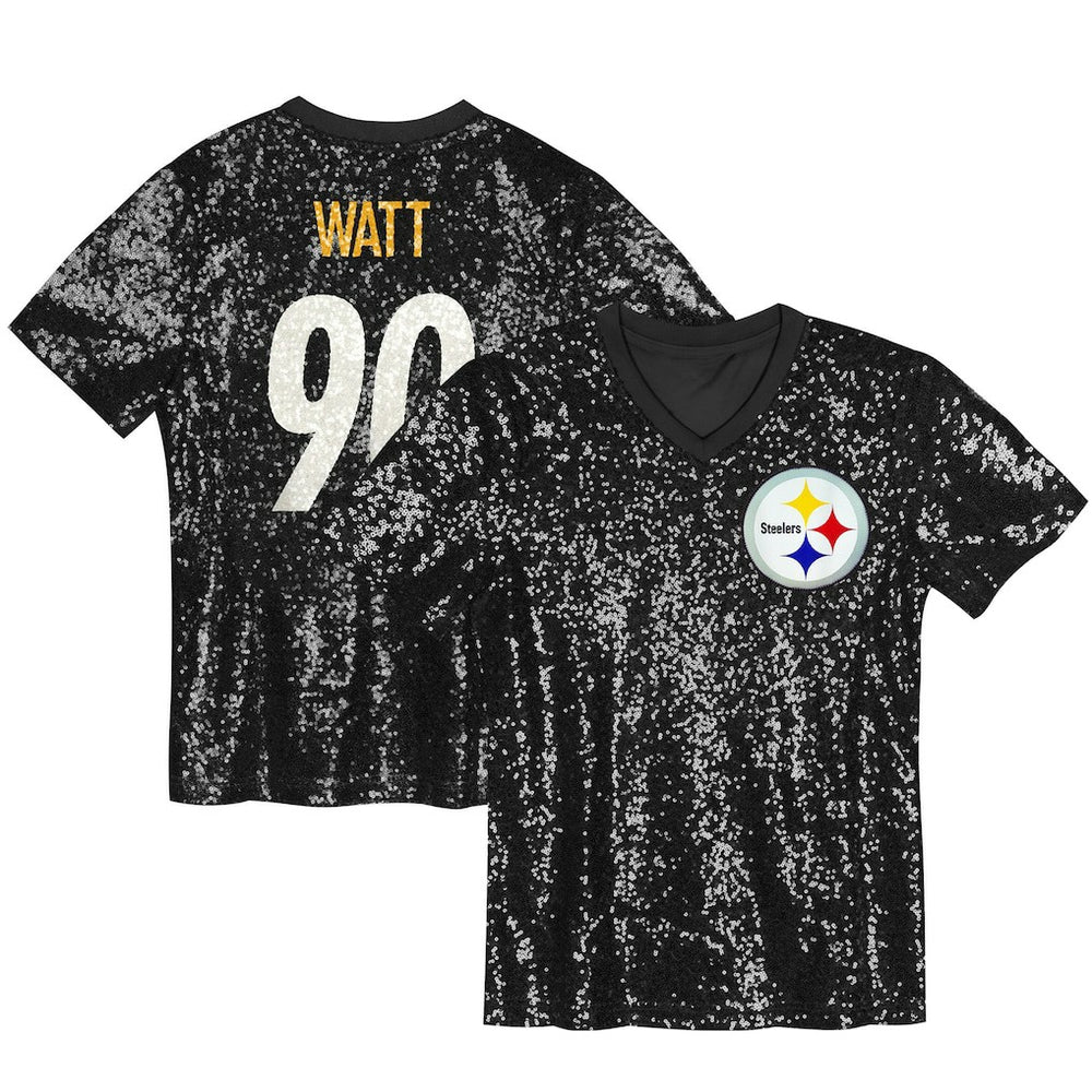 T.J. Watt Women's Player Name & Number V-Neck Fashion Jersey - Pittsburgh Steelers Jerseys