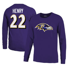 Derrick Henry Majestic Threads Name & Number Long Sleeve T-Shirt - Baltimore Ravens T-shirts