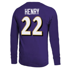 Derrick Henry Majestic Threads Name & Number Long Sleeve T-Shirt - Baltimore Ravens T-shirts