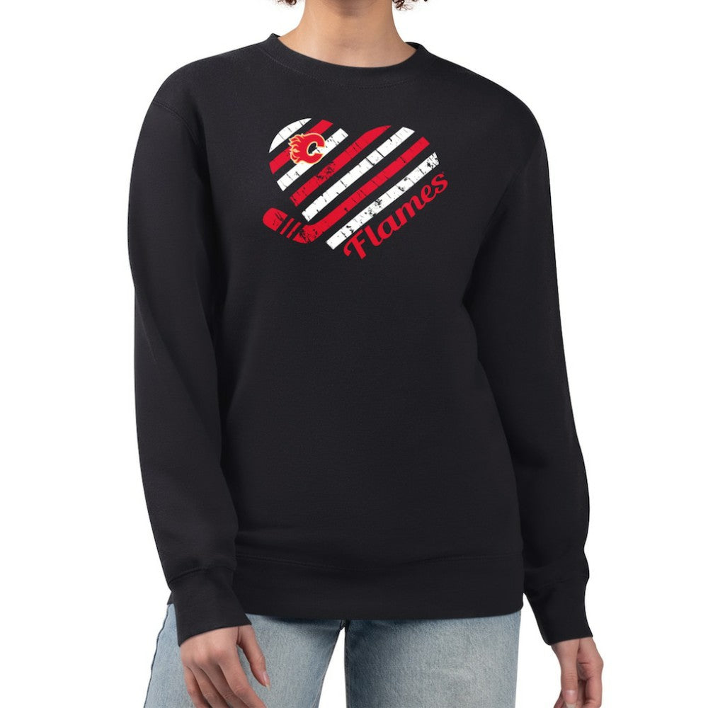NHL Calgary Flames G-III 4Her by Carl Banks Women's Heart Graphic Pullover Sweatshirt