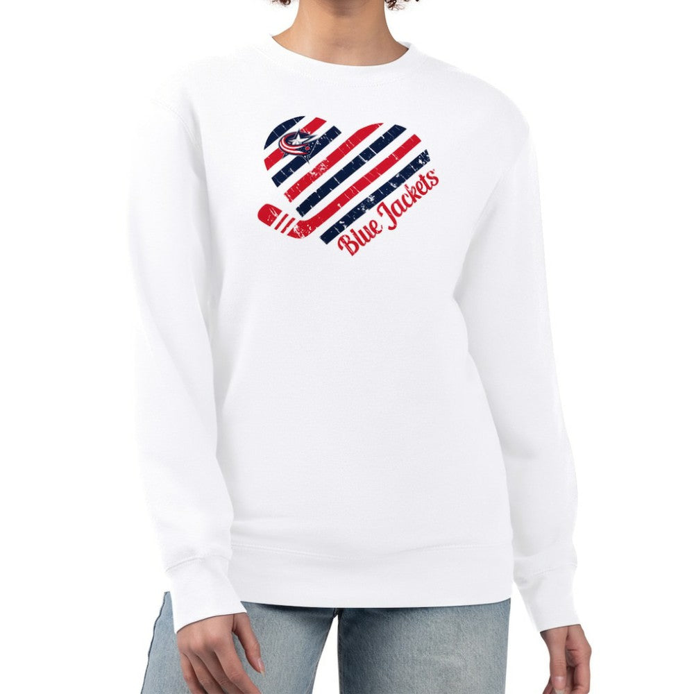 NHL Columbus Blue Jackets G-III 4Her by Carl Banks Women's Heart Graphic Pullover Sweatshirt