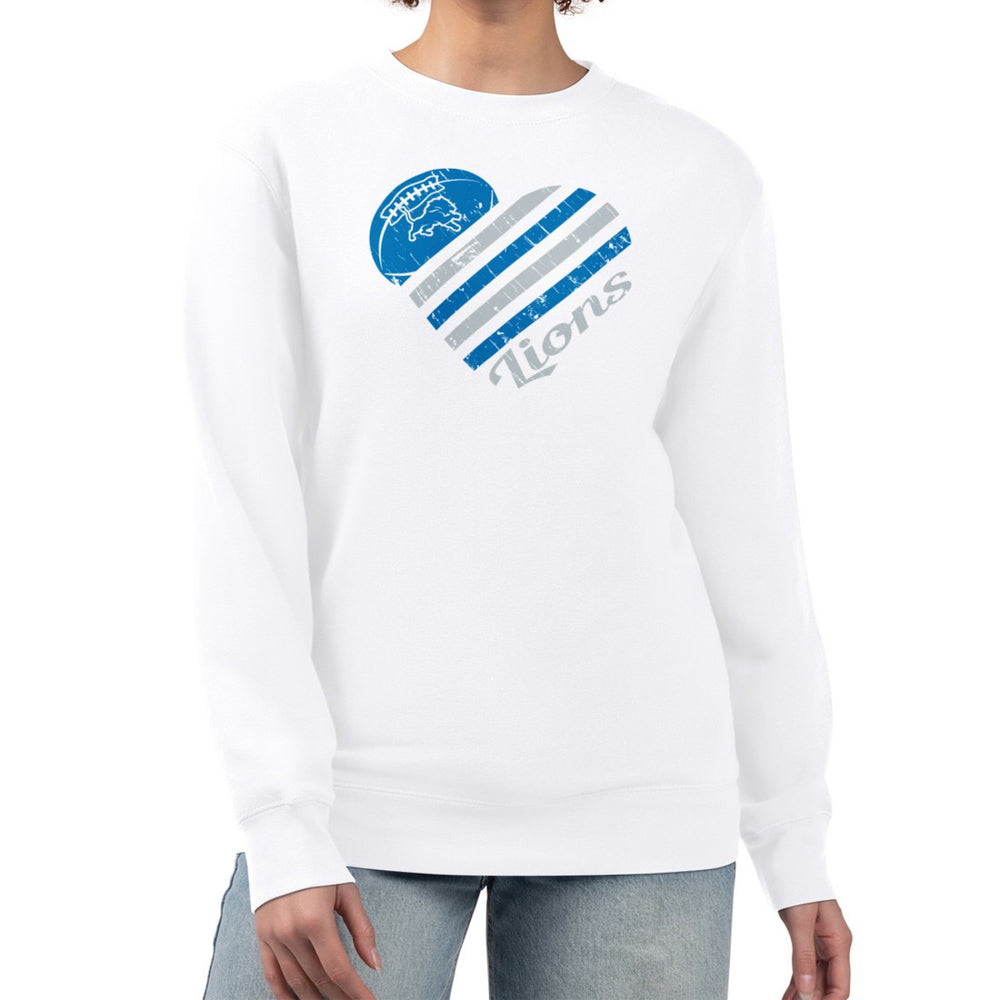 G-III 4Her by Carl Banks Women's Heart Graphic Fleece Pullover Sweatshirt - Detroit Lions Pullover