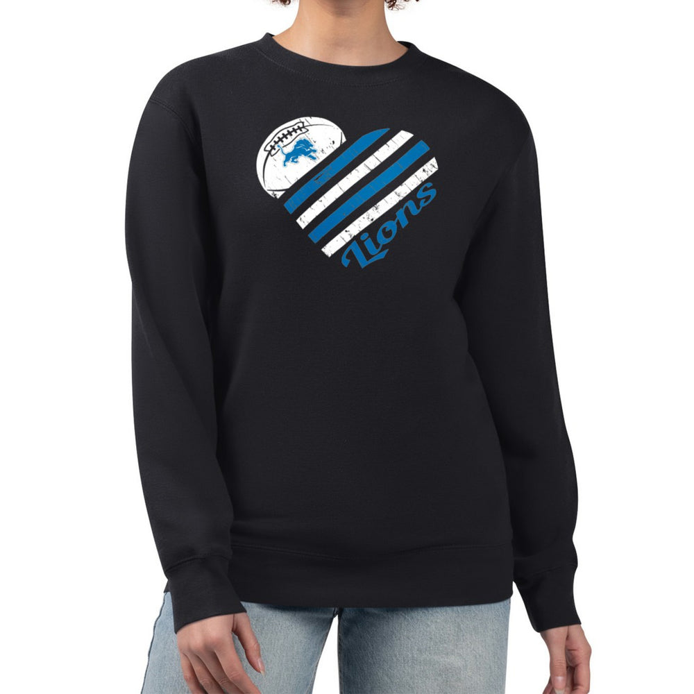 G-III 4Her by Carl Banks Women's Heart Graphic Fleece Pullover Sweatshirt - Detroit Lions Pullover