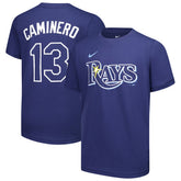 Navy Junior Caminero Tampa Bay Rays Nike Youth Name & Number T-Shirt