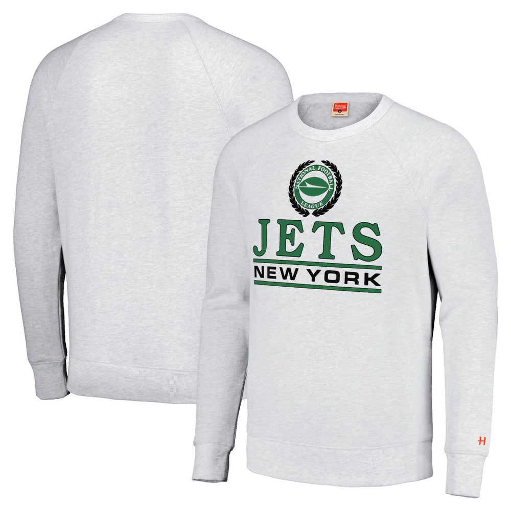 Homage Unisex Crest Tri-Blend Crewneck Pullover Sweatshirt - New York Jets Pullover