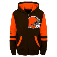 Youth Stadium Color-Block Full-Zip Hoodie - Cleveland Browns Hoodies
