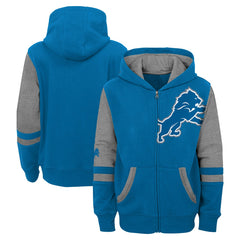 Youth Stadium Color-Block Full-Zip Hoodie - Detroit Lions Hoodies