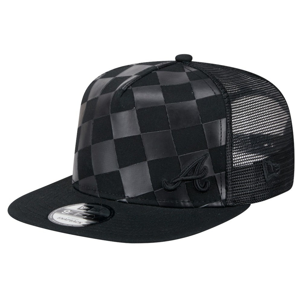 Black Atlanta Braves New Era Score Check A-Frame Trucker 9FIFTY Snapback Hat
