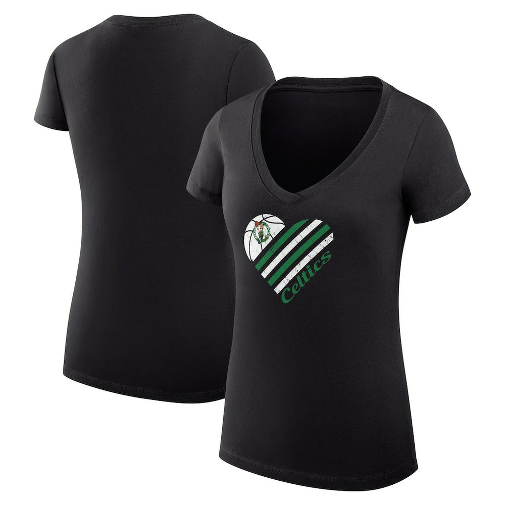 Boston Celtics G-III 4Her by Carl Banks Women's Super-Slim Fit Lightweight Heart V-Neck T-Shirt