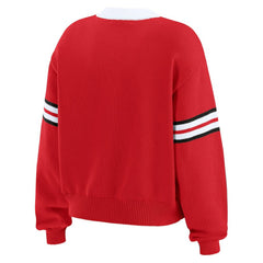 NHL Chicago Blackhawks WEAR by Erin Andrews Women's Cropped Lace-Up Sweater