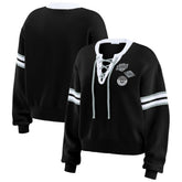 NHL Los Angeles Kings WEAR by Erin Andrews Women's Cropped Lace-Up Sweater
