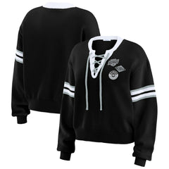 NHL Los Angeles Kings WEAR by Erin Andrews Women's Cropped Lace-Up Sweater