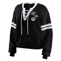 NHL Los Angeles Kings WEAR by Erin Andrews Women's Cropped Lace-Up Sweater