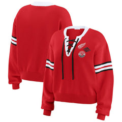 NHL Detroit Red Wings WEAR by Erin Andrews Women's Cropped Lace-Up Sweater