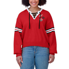 NHL Detroit Red Wings WEAR by Erin Andrews Women's Cropped Lace-Up Sweater