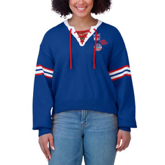 NHL New York Rangers WEAR by Erin Andrews Women's Cropped Lace-Up Sweater