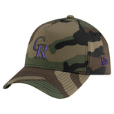 Camo Colorado Rockies New Era Woodland Team Pop 9FORTY A-Frame Adjustable Hat