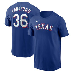 Royal Wyatt Langford Texas Rangers Nike Fuse Name & Number T-Shirt
